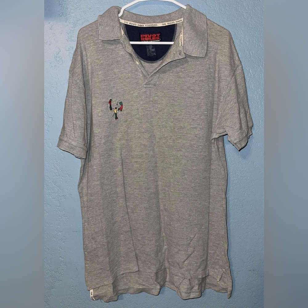 Grey Polo Shirt with Small Embroidered Motif